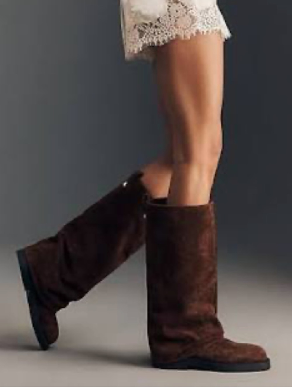 Schutz Keira Up Cloak Suede Slouchy Boots, Brown, Size 7.5, NWT No box